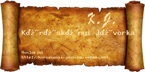 Köröskényi Jávorka névjegykártya